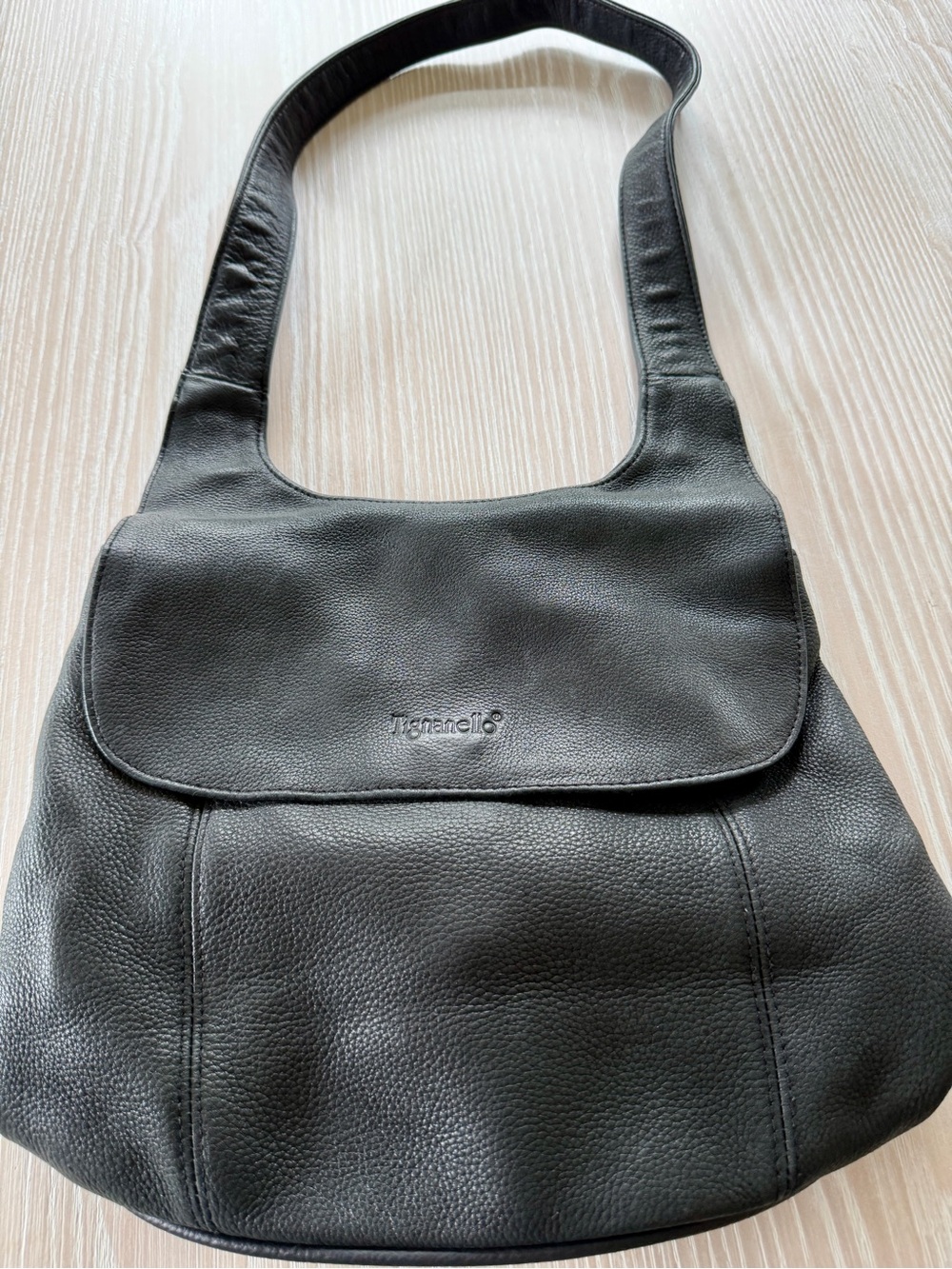 Tignanello Black Pebbled Leather purse, tote, handbag